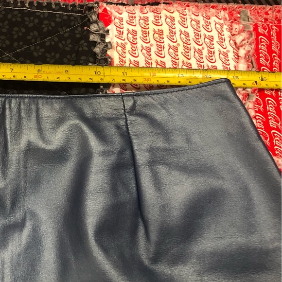 The Leather Ranch metallic blue leather skirt and jean style jacket - Picture 4 of 12